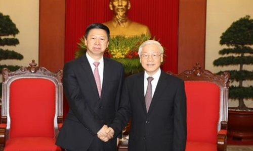 Tổng bí thư Nguyễn Phú Trọng tiếp ông Tống Đào, đặc phái viên của Tổng bí thư đảng Cộng sản Trung Quốc Tập Cận Bình. Ảnh: TTXVN.