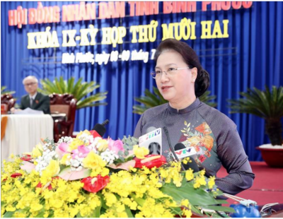 National Assembly Chairwoman Nguyen Thi Kim Ngan attended the 12th session of Binh Phuoc province’s 9th-tenure People’s Council on July 8