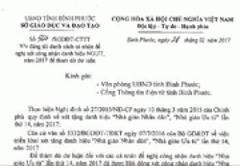 Thăm dò dư luận các cá nhân đạt tiêu chuẩn xét công nhận danh hiệu “Nhà giáo ưu tú