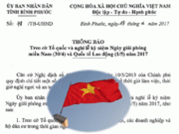 Treo cờ Tổ quốc và nghỉ lễ kỷ niệm ngày 30/4, 1/5