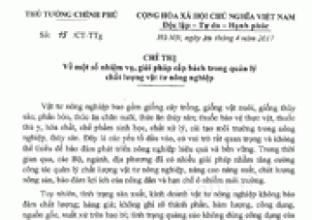 Thực hiện một số nhiệm vụ, giải pháp cấp bách quản lý chất lượng vật tư nông nghiệp