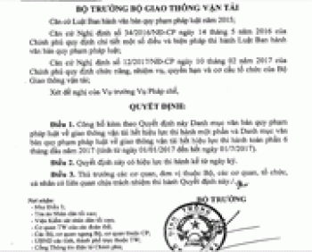 56 văn bản QPPL về lĩnh vực giao thông vận tải hết hiệu lực thi hành