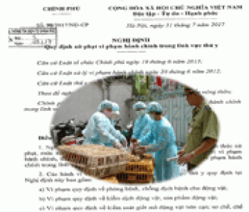 Quy định xử phạt VPHC trong lĩnh vực thú y có hiệu lực thi hành từ ngày 15/9/2017