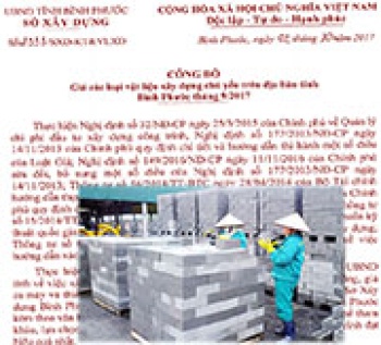 Công bố giá các loại vật liệu xây dựng chủ yếu trên địa bàn tỉnh tháng 9/2017