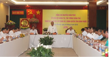 Thủ tướng Nguyễn Xuân Phúc làm việc với Ban Thường vụ Tỉnh ủy Bình Phước