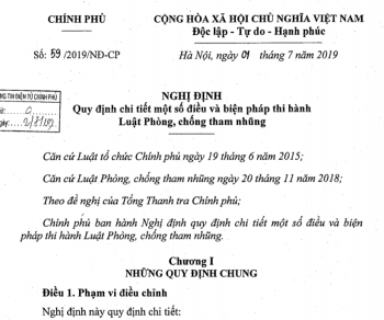 Quy định chi tiết một số điều và biện pháp thi hành Luật phòng, chống tham nhũng