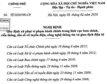 Quy định xử phạt trong lĩnh vực bưu chính, viễn thông, tần số vô tuyến điện, công nghệ thông tin và giao dịch điện tử