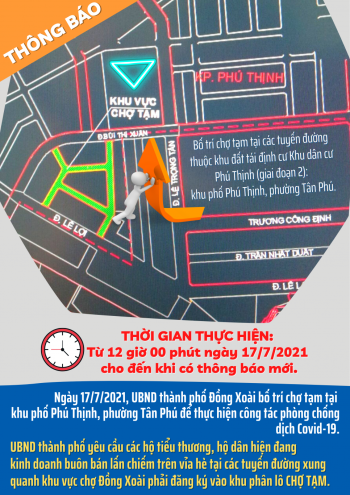 Đồng Xoài bố trí chợ tạm tại khu phố Phú Thịnh, phường Tân Phú