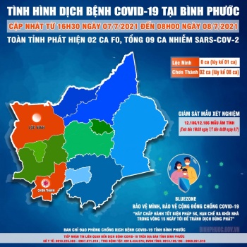 Tình hình dịch Covid-19 trên địa bàn tỉnh đến 8h00 ngày 8/7/2021