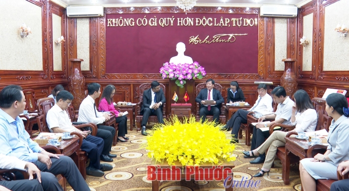 Bình Phước ký kết biên bản ghi nhớ với Tổng lãnh sự quán Ấn Độ tại TP. Hồ Chí Minh