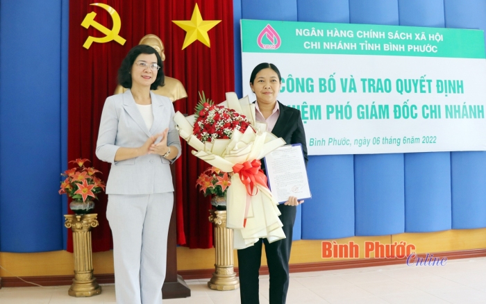 Bà Phạm Thị Thu Sương được bổ nhiệm giữ chức Phó giám đốc Chi nhánh Ngân hàng CSXH tỉnh Bình Phước