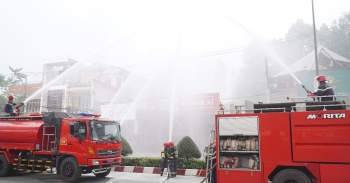 Bình Long thực tập phương án chữa cháy, cứu nạn cứu hộ tại khu dân cư