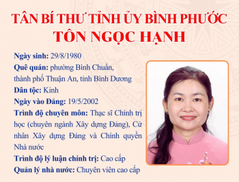 Tân Bí thư Tỉnh uỷ Bình Phước Tôn Ngọc Hạnh