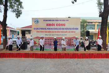 Khởi công xây dựng thêm 21 phòng học, bộ môn của trường THCS Tiến Thành