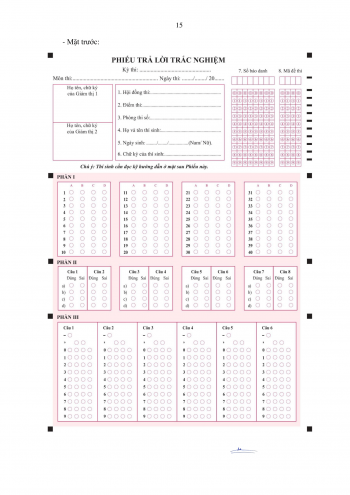 Hướng dẫn sử dụng phiếu trả lời trắc nghiệm thi tốt nghiệp THPT năm 2025