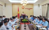 Bí thư Tỉnh ủy Nguyễn Văn Lợi và Bộ trưởng Đào Ngọc Dung chủ trì buổi làm việc