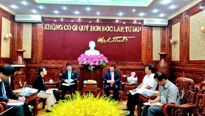 Đoàn văn phòng Tổ chức Thúc đẩy ngoại thương Nhật Bản tại Thành phố Hồ Chí Minh (JETRO) làm việc tại tỉnh