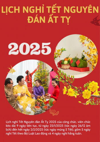 Lịch nghỉ Tết Nguyên đán Ất Tỵ 2025