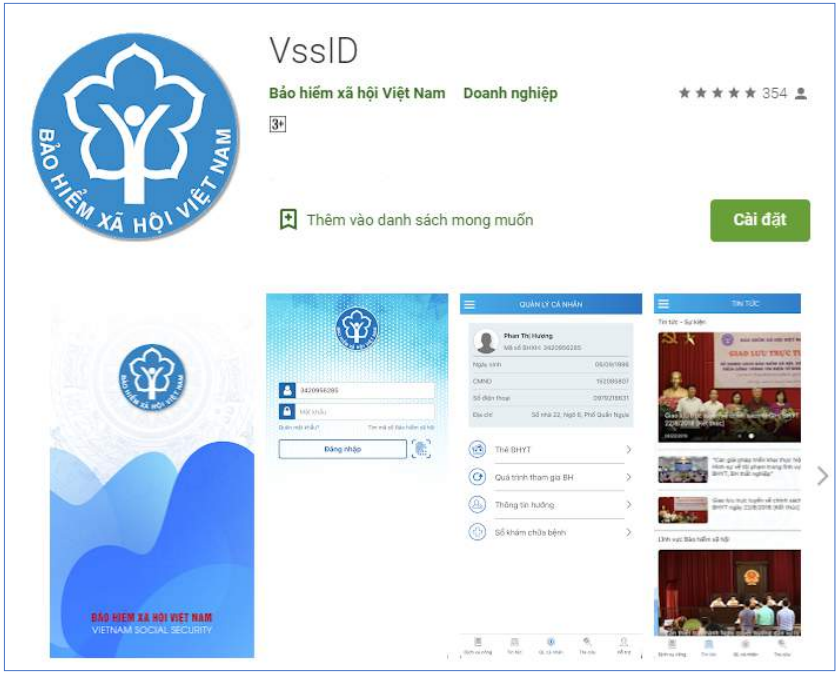 Ứng dụng VssID - Bảo hiểm xã hội số trên thiết bị di động