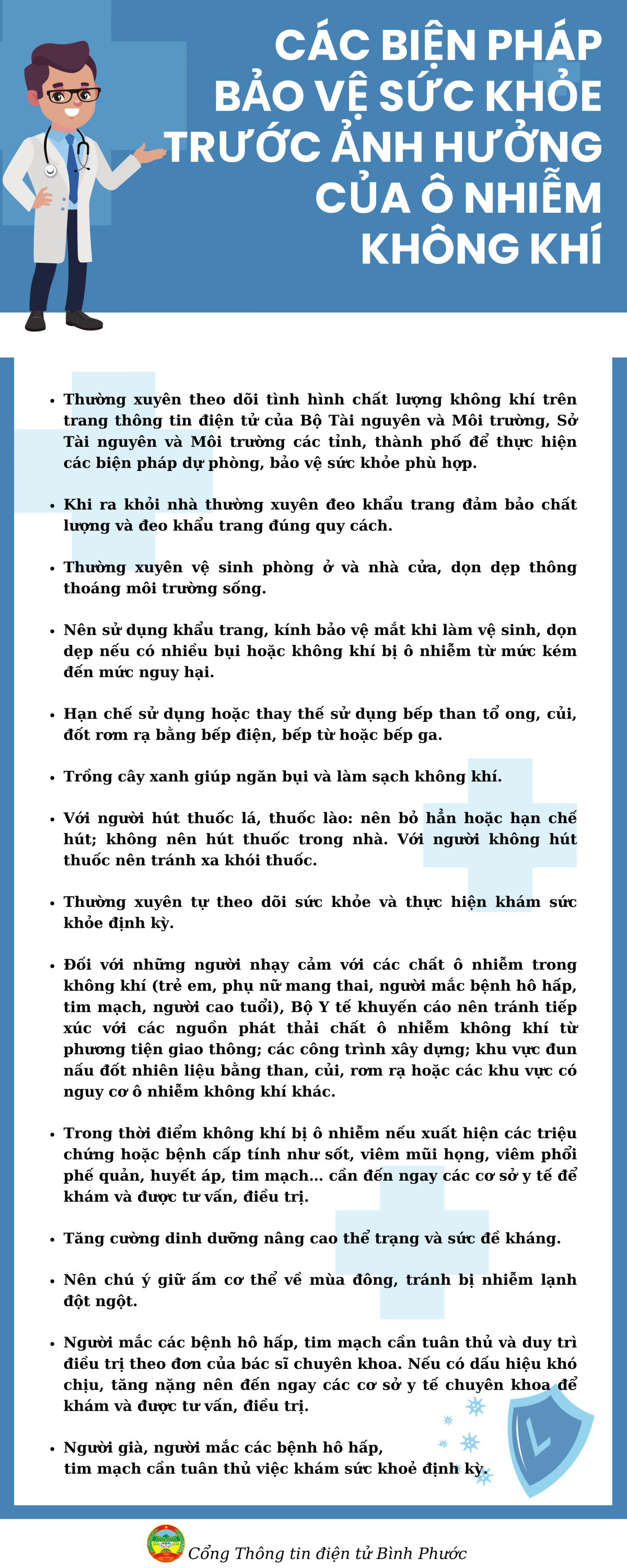 Các biện pháp bảo vệ sức khỏe trước ảnh hưởng của ô nhiễm không khí