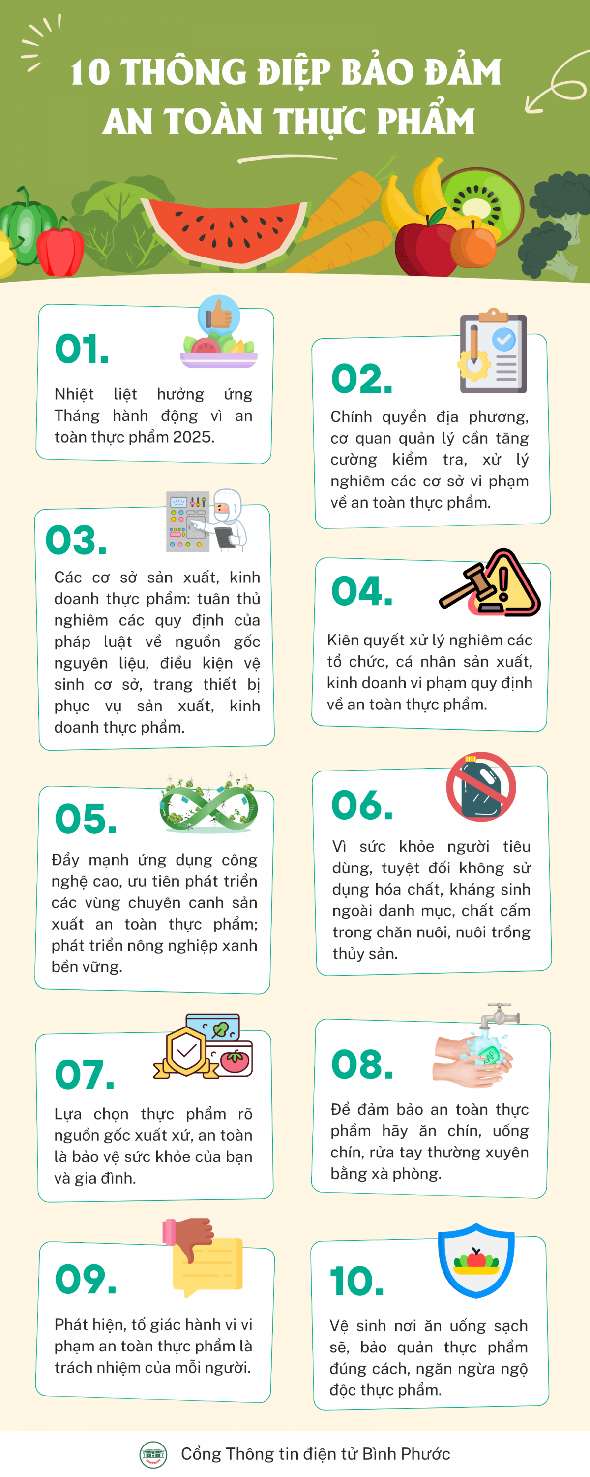 10 thông điệp bảo đảm an toàn thực phẩm