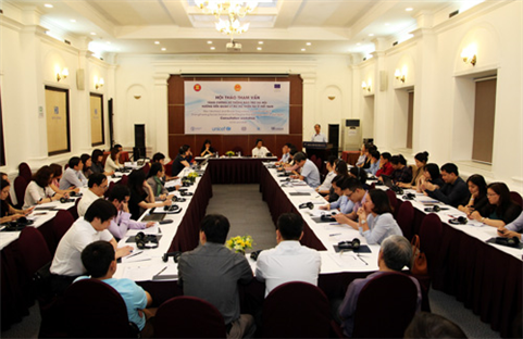 Toàn cảnh hội thảo “Tăng cường hệ thống Bảo trợ xã hội hướng đến quản lý rủi ro thiên tai ở Việt Nam”
