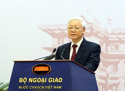Tổng Bí thư Nguyễn Phú Trọng phát biểu tại hội nghị. (Ảnh: VGP)