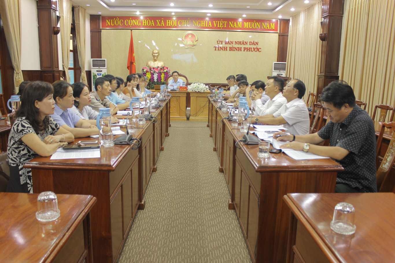 Quang cảnh Hội nghị trực tuyến tại điểm cầu tỉnh Bình Phước